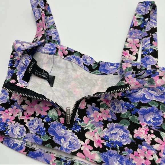 Forever 21 Purple Floral Crop Top Small - Picture 4 of 12